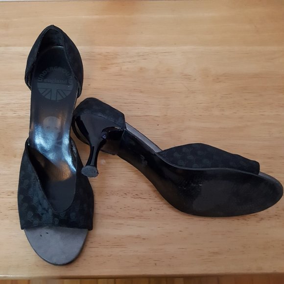 Underground England black heels sandals skull goth - Picture 3 of 5